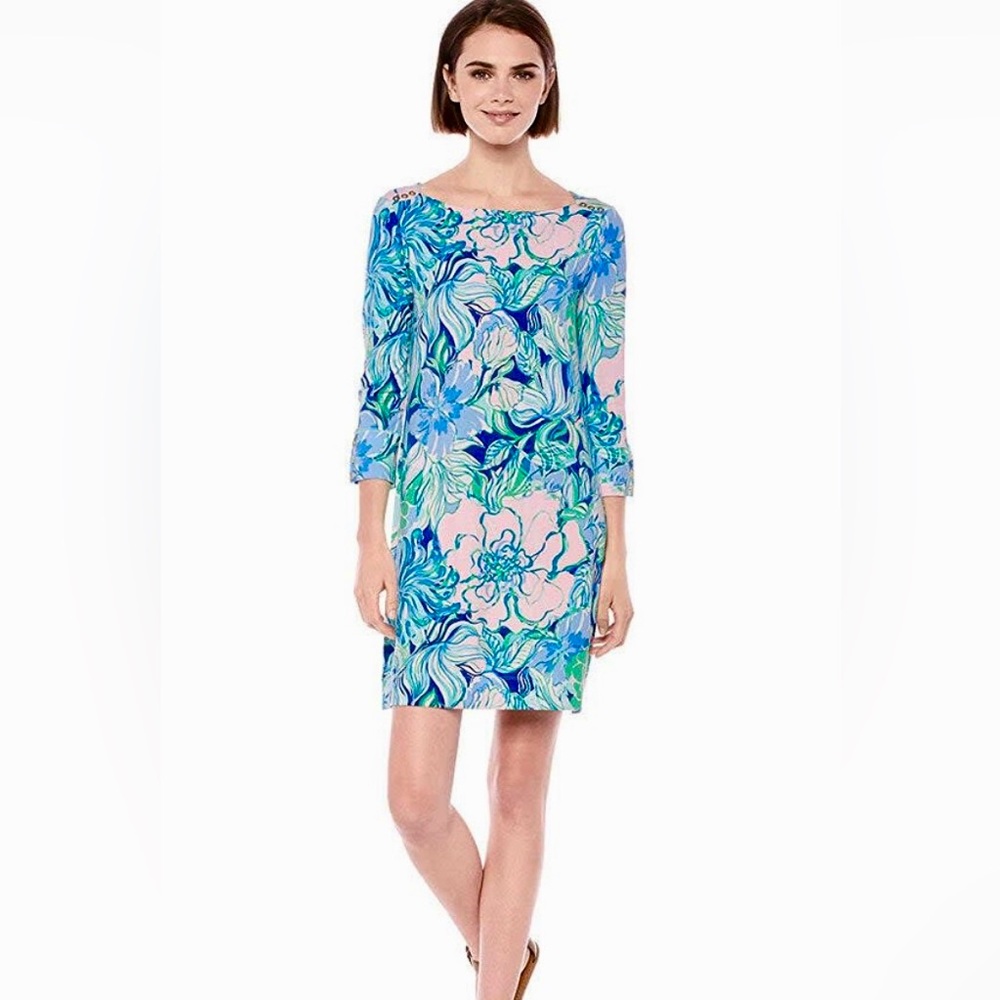 Lilly Pulitzer Sophie Pink Blue Floral Dress Medium